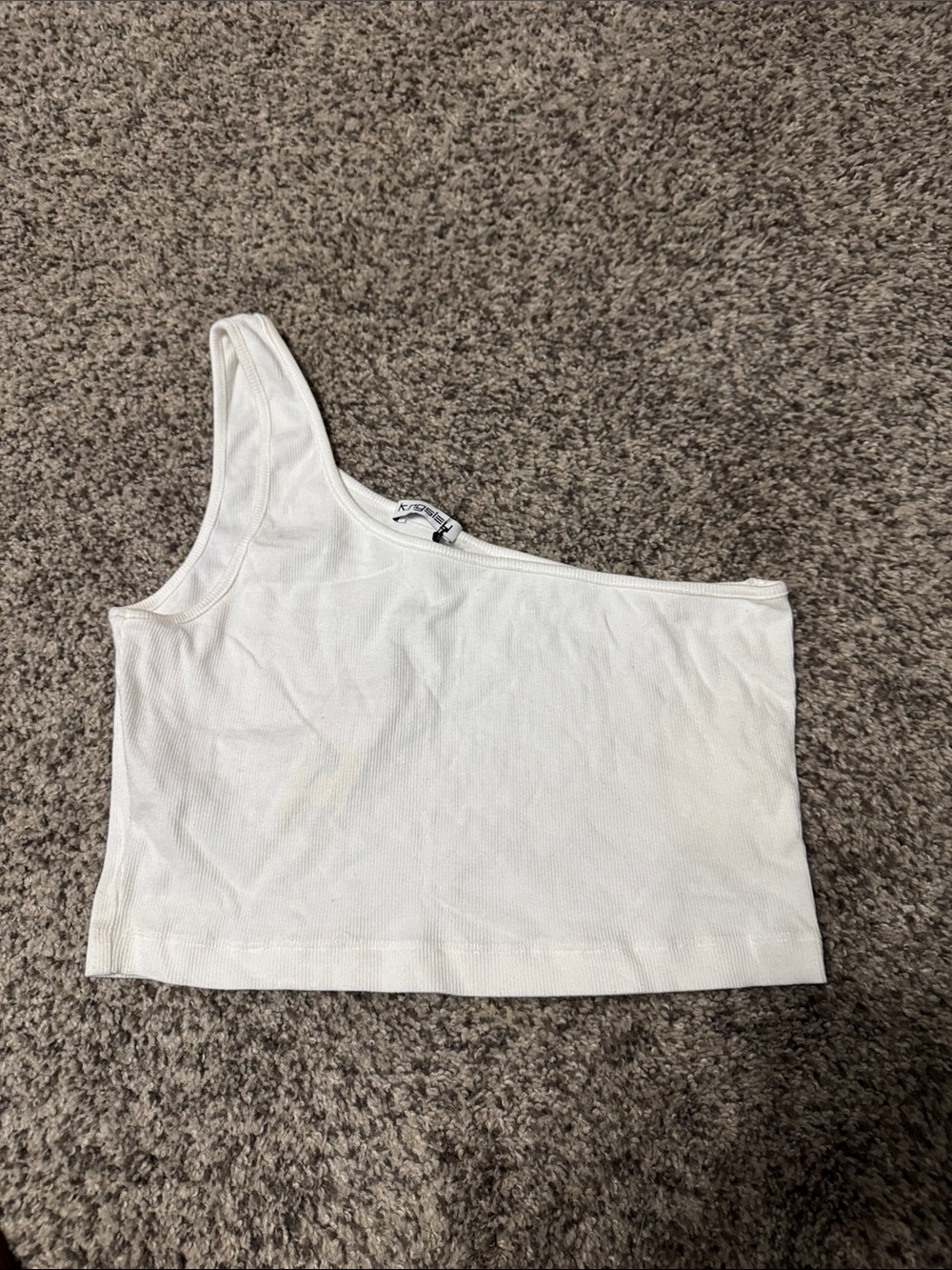 K.NGSLEY Women’s Asymmetric One-Shoulder White Ribbed Tank XL